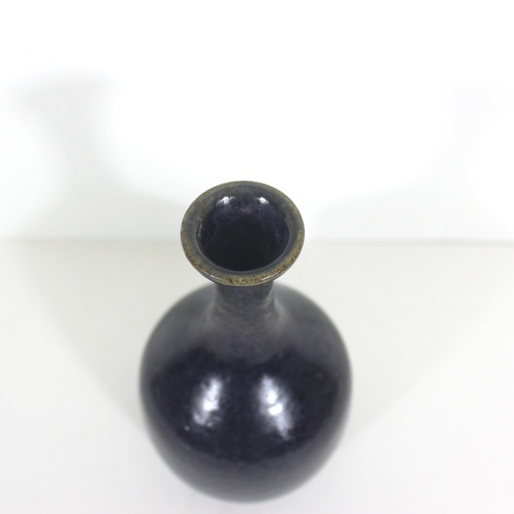 Vintage Signed Studio Pottery Bottle Neck Vase Blue - Picture 4 of 10